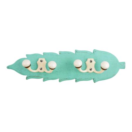 Sea Green Cream Double Loop Ceramic Iron Wooden Hooks